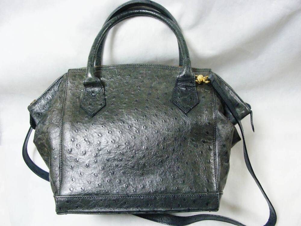 Fendi Full Ostrich Leather Shoulder Hand Shopper Bag